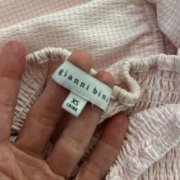 Gianni Bini pink white gingham off shoulder mini dress XS - Picture 5 of 8